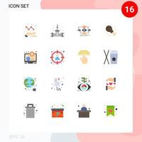 pacote de interface do usuário de 16 cores planas básicas de design de peru de negócios pacote editável de comida de ação de graças de elementos de design de vetores criativos
