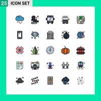 conjunto de 25 sinais de símbolos de ícones de interface do usuário modernos para produtos premium inteligência de ônibus de melhor qualidade elementos de design de vetores binários editáveis