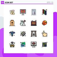 16 interface do usuário pacote de linha cheia de cores planas de sinais e símbolos modernos de estatísticas de design de negócios pantone frescas elementos de design de vetores criativos editáveis