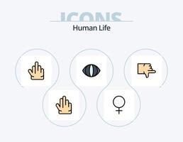 linha humana cheia de ícones pack 5 design de ícones. . privado. humano. amor. três vetor