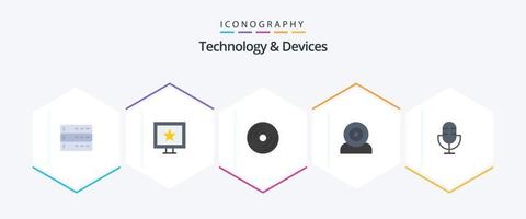 dispositivos 25 pacote de ícones planos, incluindo dispositivos. hardware. disco. gadget. computadores vetor
