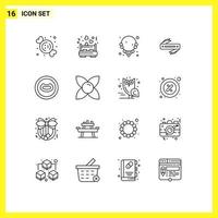 16 ícones criativos, sinais e símbolos modernos de lábios, lâmina, diamante, faca afiada, elementos de design vetorial editáveis vetor