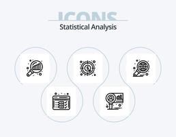 pacote de ícones de linha de análise estatística 5 design de ícones. marketing. negócios. avaliação on-line. análise. finança vetor