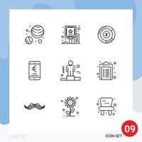 9 ícones criativos, sinais e símbolos modernos de elementos de design de vetores editáveis de pagamento on-line competitivo