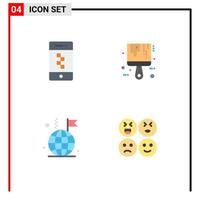 conjunto moderno de pictograma de 4 ícones planos de bandeira de ferramenta de tecnologia de negócios de aplicativo elementos de design de vetores editáveis