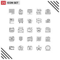 pacote de ícones vetoriais de estoque de 25 sinais e símbolos de linha para placa de contas de ioga de negócios spa bambu elementos de design de vetores editáveis