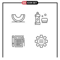 conjunto de 4 sinais de símbolos de ícones de interface do usuário modernos para chuveiro de baga melão banheiro calc elementos de design de vetores editáveis