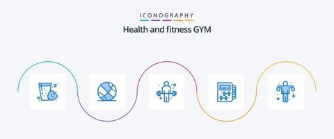 pacote de ícones de ginásio azul 5, incluindo ginásio. haltere. exercício. planejamento. academia vetor