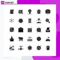 25 ícones criativos, sinais modernos e símbolos de elementos de design de vetores editáveis de caixa de carimbo de computador de compras