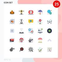 pacote de 25 sinais e símbolos modernos de cores planas para mídia impressa na web, como equipamentos de piscina de ideias esportivas amorosas, elementos de design vetorial editáveis vetor