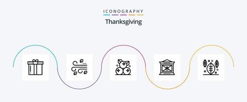 pacote de ícones da linha 5 de ação de graças, incluindo o outono. lanterna. vento. lâmpada. Ação de graças vetor