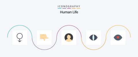 pacote de ícones humanos planos 5, incluindo visão. face. homem. olho. face vetor