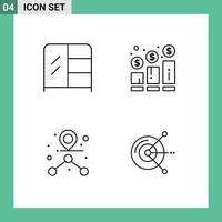 pacote de interface do usuário de 4 cores planas básicas de linha preenchida de gráfico de crescimento de caminho de móveis elementos de design vetorial editáveis por computador vetor