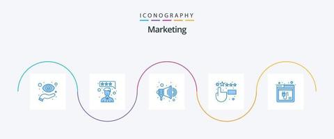 pacote de ícones de marketing azul 5, incluindo web. Internet. anunciar. navegador. opinião vetor