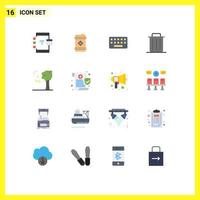 16 ícones criativos sinais modernos e símbolos de lixo reciclar chave de lixo tóxico pacote editável de elementos de design de vetores criativos