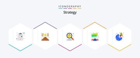 pacote de ícones planos de estratégia 25, incluindo mundo. global. dados. equipe. grupo vetor