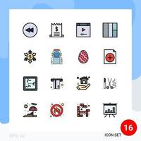 pacote de interface do usuário de 16 linhas básicas cheias de cores planas de seta espacial dinheiro de computador wireframe elementos de design de vetores criativos editáveis