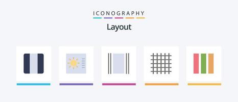 pacote de ícones de layout plano 5, incluindo web design. coluna. fluxo. linha de fluxo. layout. design de ícones criativos vetor