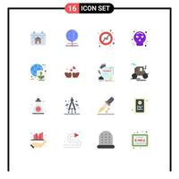 grupo de símbolos de ícones universais de 16 cores planas modernas de pacote editável de proteção facial global de anúncios de Guy Fawkes de elementos de design de vetores criativos