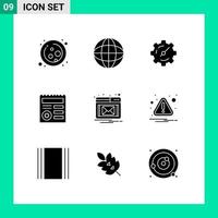9 ícones criativos sinais modernos e símbolos de configuração de notificação de alerta e-mail elementos de design vetoriais editáveis vetor