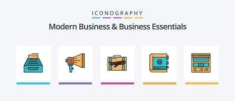 linha moderna de negócios e fundamentos de negócios cheia de 5 ícones incluindo id. negócios. negócios. cartões. torta. design de ícones criativos vetor