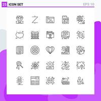 25 ícones criativos, sinais e símbolos modernos do globo, tampa de formatura móvel, elementos de design de vetores editáveis