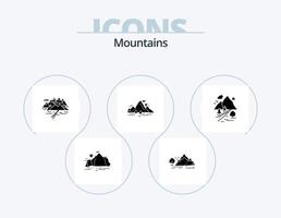 pacote de ícones de glifo de montanhas 5 design de ícones. árvore. árvore. paisagem. montanha. paisagem vetor
