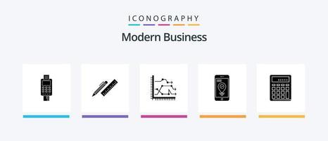 pacote de ícones de glifo 5 de negócios modernos, incluindo gráfico. gráfico. mesa. negócios. suprimentos. design de ícones criativos vetor