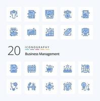 20 pacotes de ícones de cor azul de gerenciamento de negócios, como negócios de empregador de negócios de gerenciamento financeiro vetor