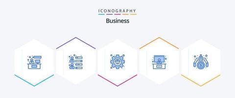 pacote de ícones azul de negócios 25, incluindo dinheiro. financeiro. eficiência. seminário. conferência vetor