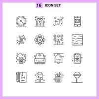 pacote de esboço de 16 símbolos universais de notas de dever financeiro moeda aplicativo móvel elementos de design de vetores editáveis