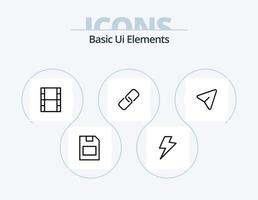 pacote básico de ícones de linha de elementos de interface do usuário 5 design de ícones. cronômetro. camposs. papel. meios de comunicação. pausa vetor