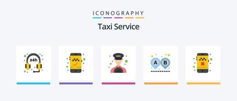 serviço de táxi flat 5 icon pack incluindo . Táxi. Táxi. cancelar viagem. andar de. design de ícones criativos vetor