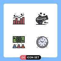 4 ícones criativos, sinais e símbolos modernos de análise de negócios, compras, iftar, elementos de design de vetores editáveis on-line