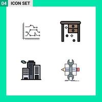 pacote de 4 sinais e símbolos modernos de cores planas de linha preenchida para mídia impressa na web, como análise, mesa de trabalho, mesa de diagrama, elementos de design de vetores editáveis de negócios