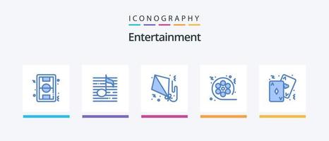 pacote de ícones azul 5 de entretenimento, incluindo vídeo. filme. som. filme. voar. design de ícones criativos vetor