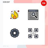 conjunto de 4 sinais de símbolos de ícones de interface do usuário modernos para negócios, dinheiro básico, trabalho on-line, elementos de design de vetores editáveis