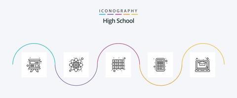 pacote de ícones da linha 5 do ensino médio, incluindo educação. matemática. gabinete. calculadora. prateleira vetor