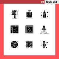 9 ícones criativos sinais modernos e símbolos de codificação de página de desenvolvimento de veículo código de elementos de design de vetores editáveis