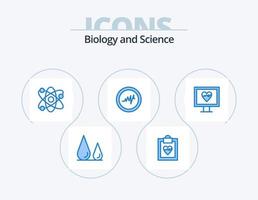 design de ícones do pacote de 5 ícones azuis de biologia. . pulso. laboratório. monitor. pulso vetor