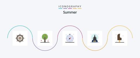 pacote de ícones de verão plano 5 incluindo sobremesa. verão. bússola. lembrança. verão vetor