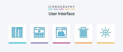 pacote de ícones azul 5 da interface do usuário, incluindo lixo. excluir. interface. do utilizador. comunicação. design de ícones criativos vetor