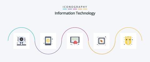 pacote de ícones plana 5 de tecnologia da informação, incluindo processamento. lasca. móvel. central. telefone vetor