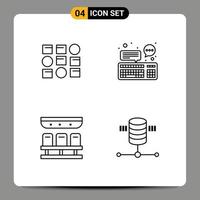 grupo de símbolos de ícone universal de 4 cores planas de linhas preenchidas modernas de assentos de pattren sistema de transporte de dispositivo de pattren elementos de design de vetores editáveis