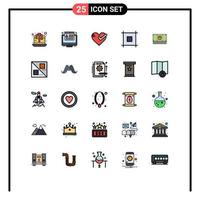 25 ícones criativos, sinais modernos e símbolos de dinheiro, amor, layout da web, elementos de design de vetores editáveis