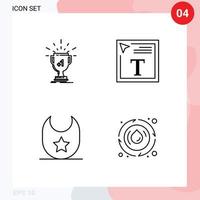 pacote de interface do usuário de 4 cores planas básicas de linha preenchida do prêmio bebê prêmio cor da fonte roupas editáveis elementos de design vetorial vetor