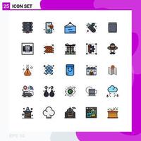 conjunto de pictogramas de 25 cores planas de linha preenchida simples do instagram usb commerce token elementos de design de vetores editáveis de segurança