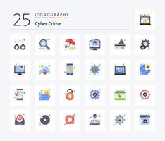 pacote de ícones de 25 cores planas para crimes cibernéticos, incluindo cartão. hacker. hacker. cibernético vetor