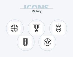 ícone de linha militar pack 5 design de ícone. distintivo. arma. medalha. militares. tubo vetor