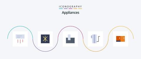 eletrodomésticos flat 5 icon pack incluindo móveis. gabinete. chamar. aquecedor. elétrico vetor